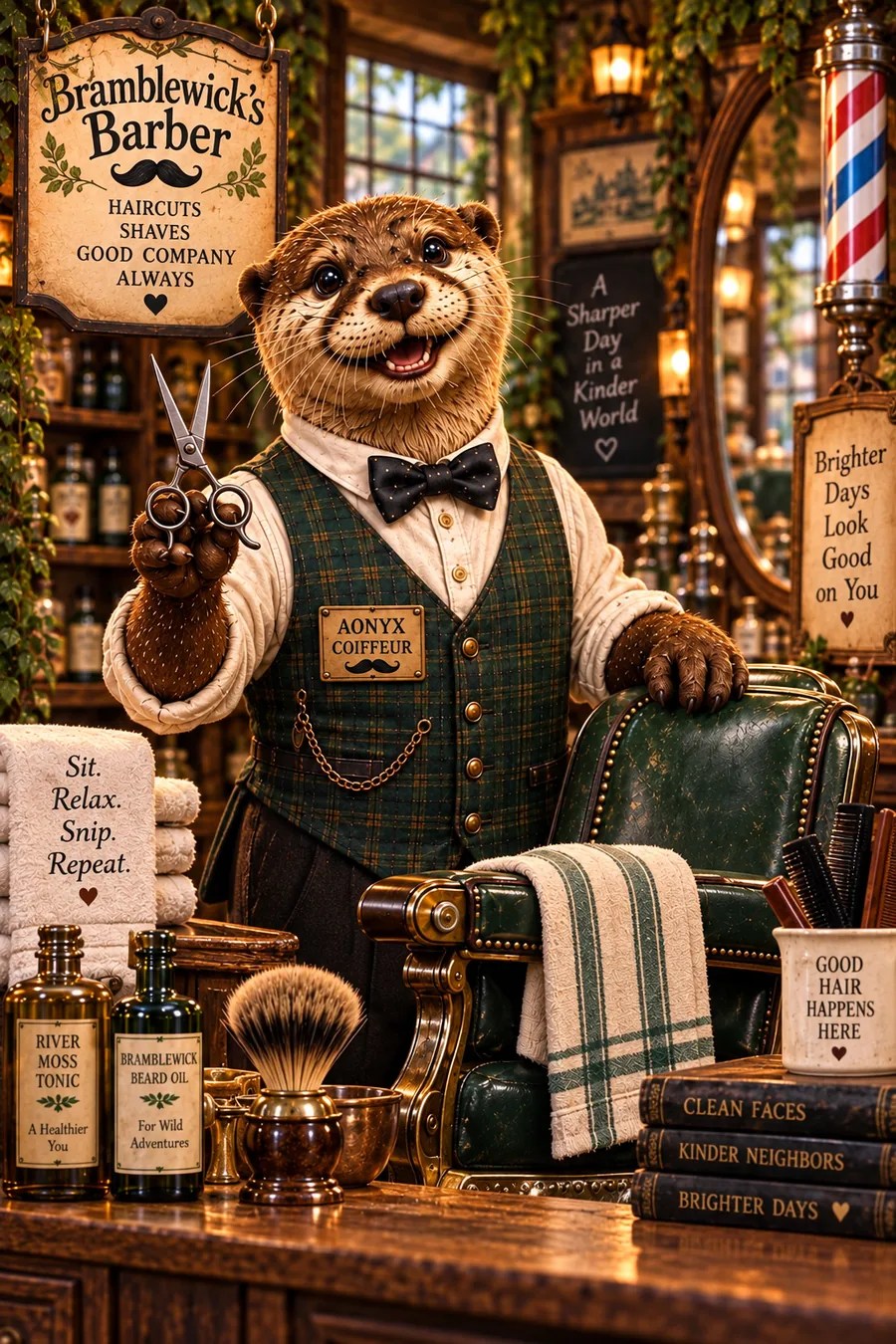 Mr. Aonyx Coiffeur, Bramblewick’s otter barber