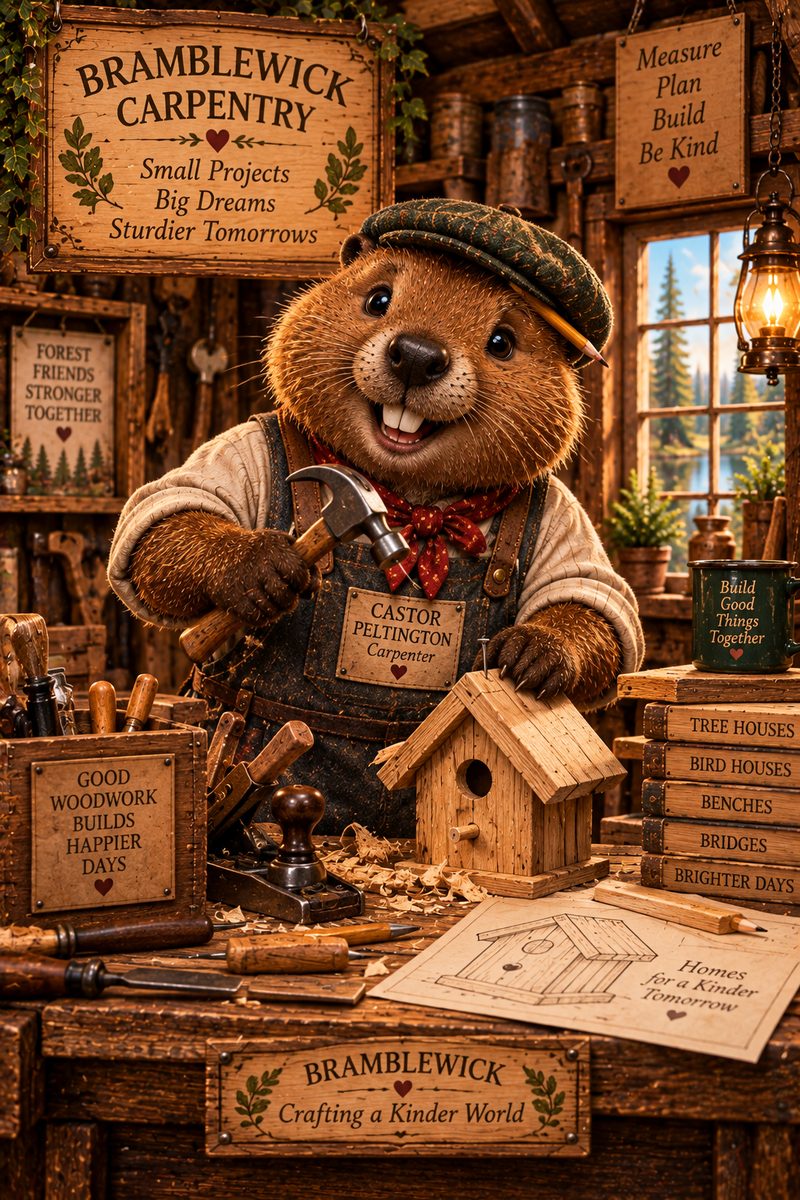 Mr. Castor Peltington, the beaver carpenter of Bramblewick