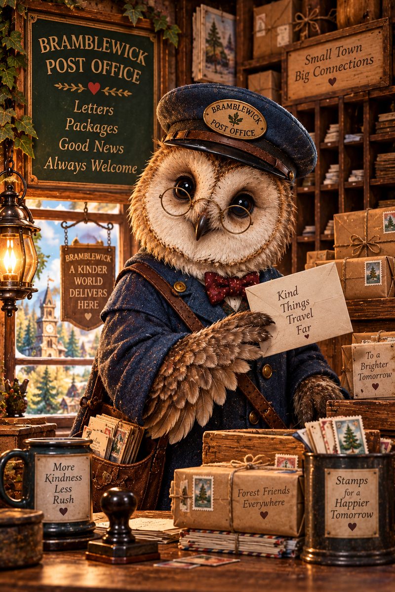 Mr. Jarli Hootington, the barn owl postmaster of Bramblewick