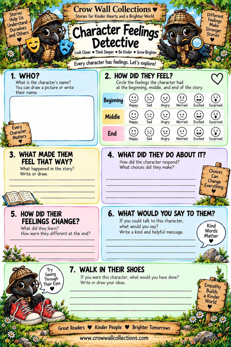Character Feelings Detective printable