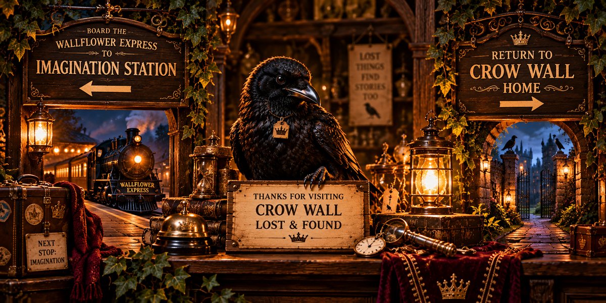Crow Wall Lost and Found exits: Wallflower Express to Imagination Station and a path back home
