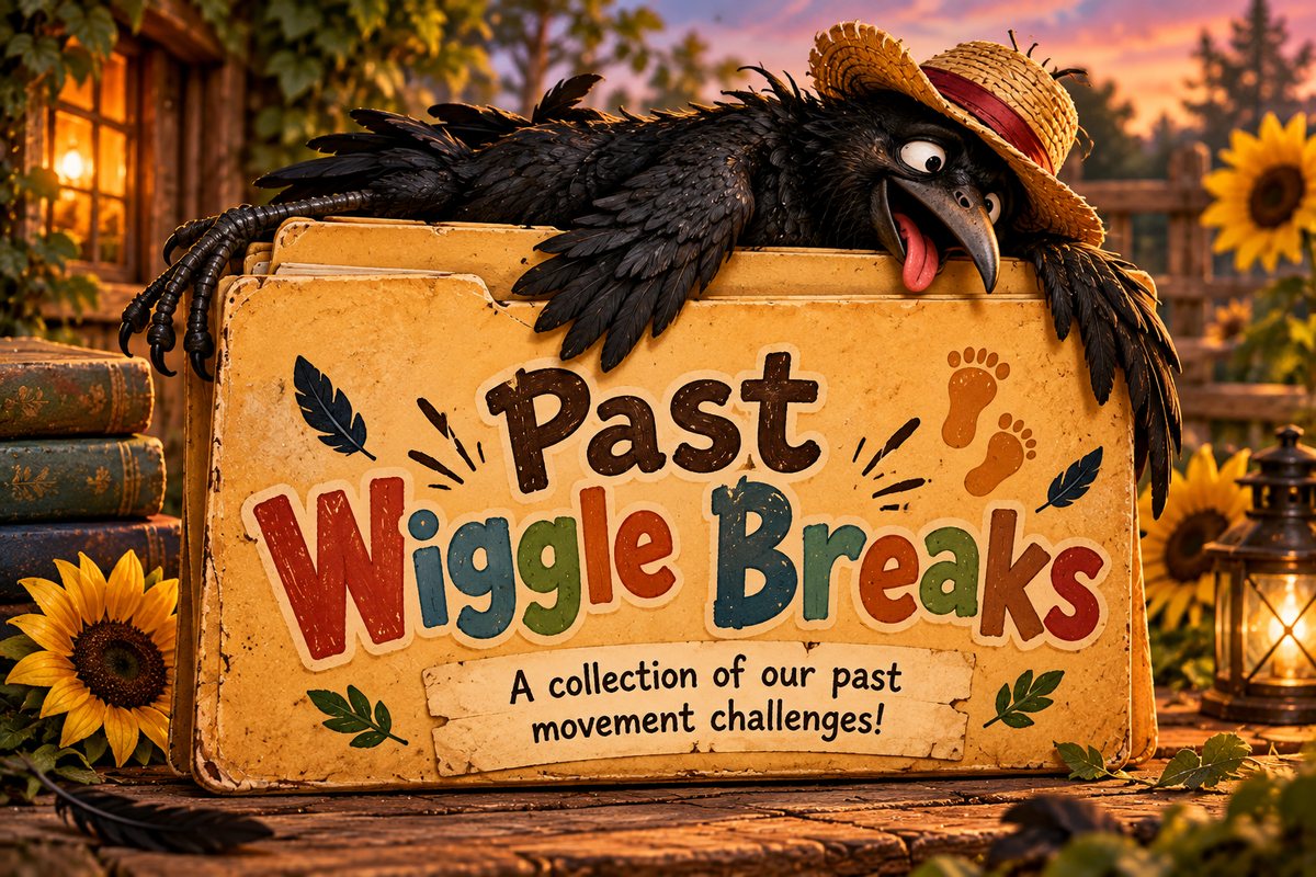 Past Wiggle Breaks folder with an exhausted straw-hatted Crow Wall crow