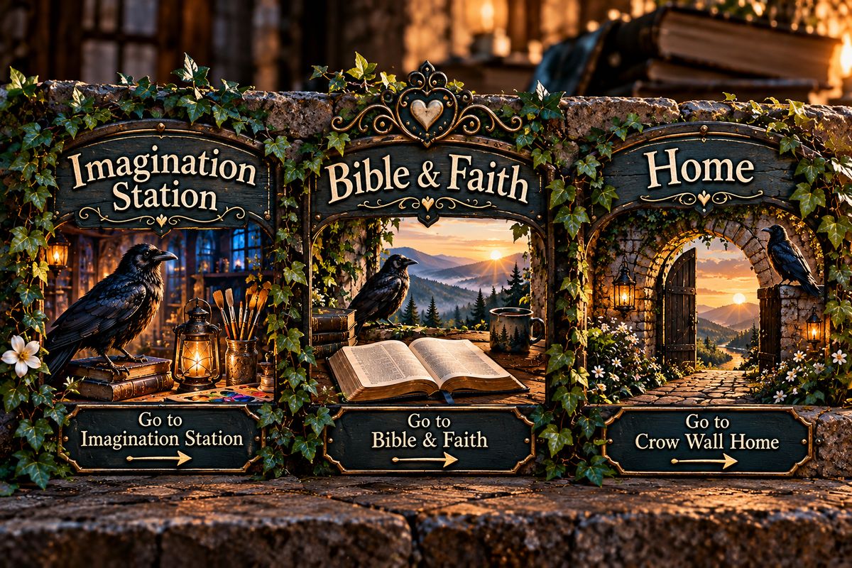 Choose where to go next: Imagination Station, Bible and Faith, or Crow Wall Home