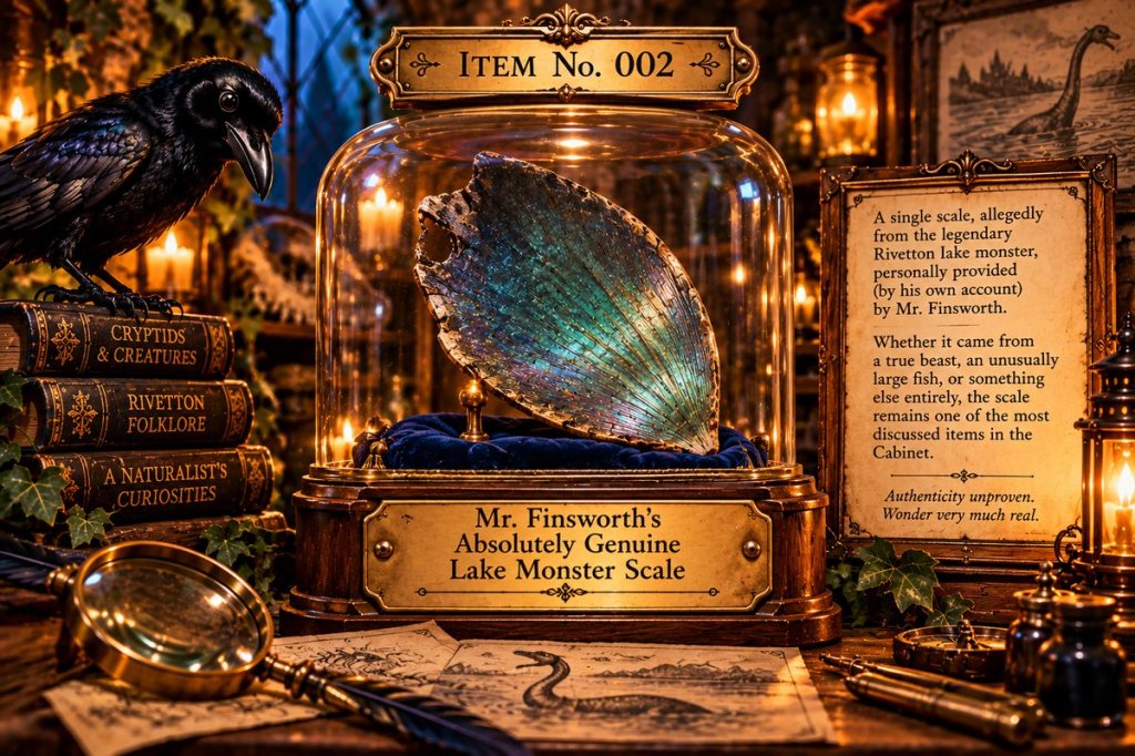 Item No. 002 — Mr. Finsworth’s Absolutely Genuine Lake Monster Scale