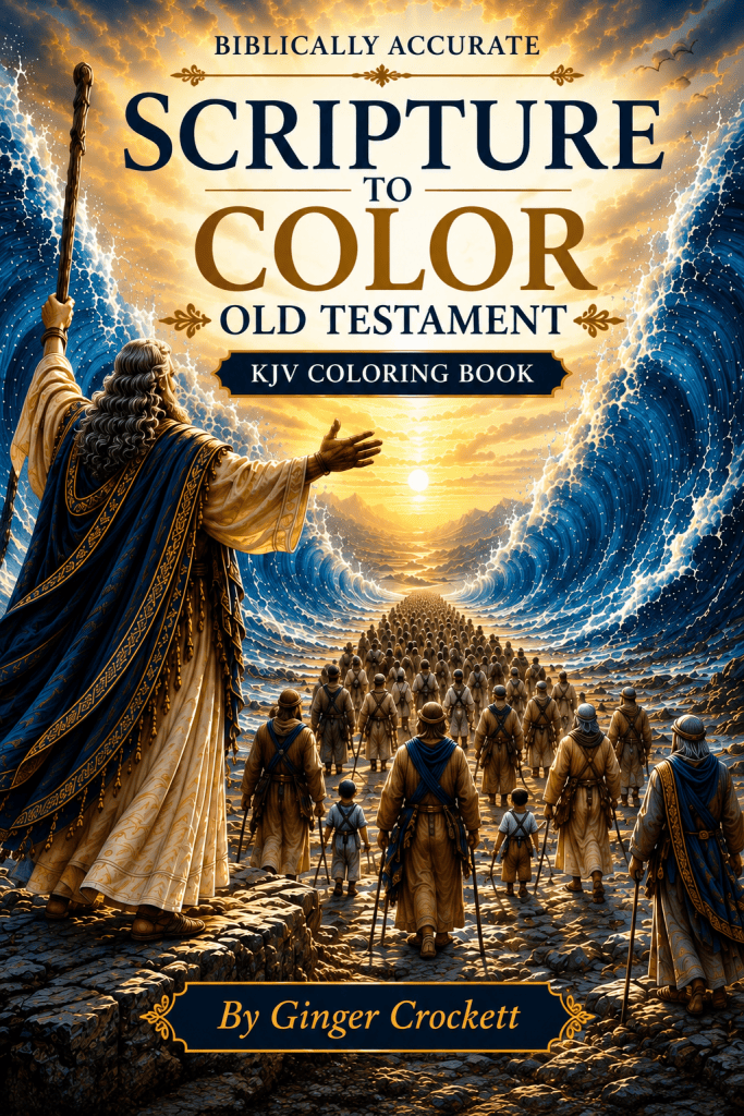 Biblically Accurate Scripture to Color Old Testament KJV Coloring Book by Ginger Crockett