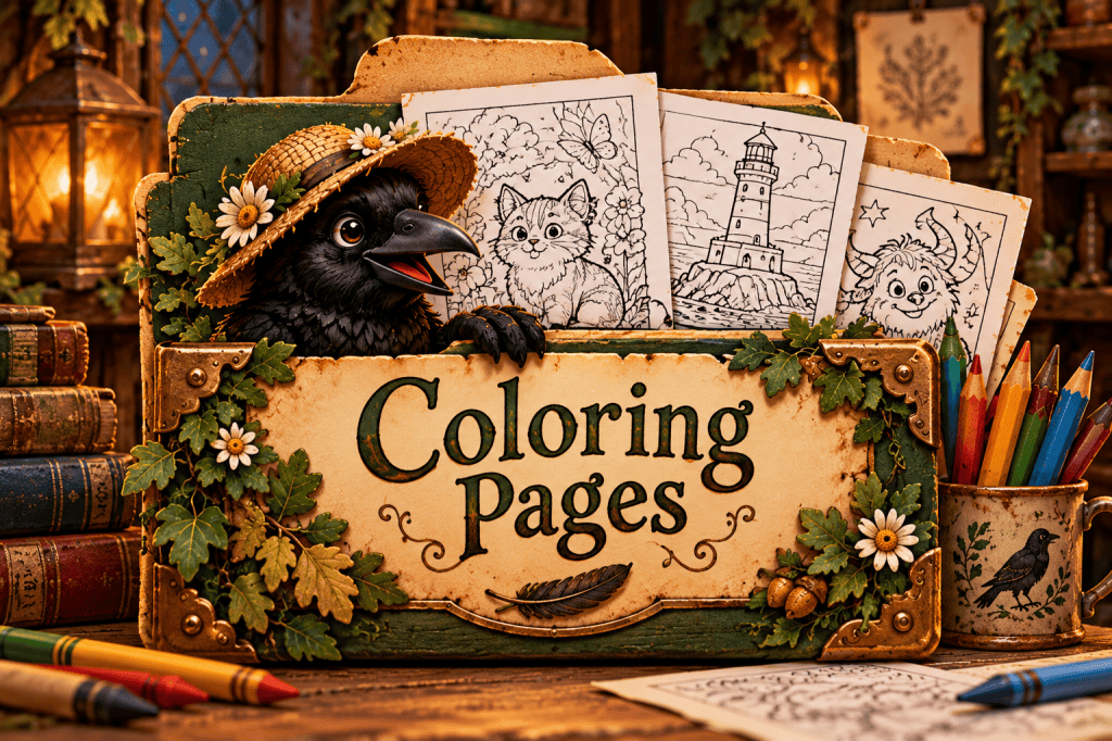 Open the Print to Color folder of Crow Wall coloring pages.