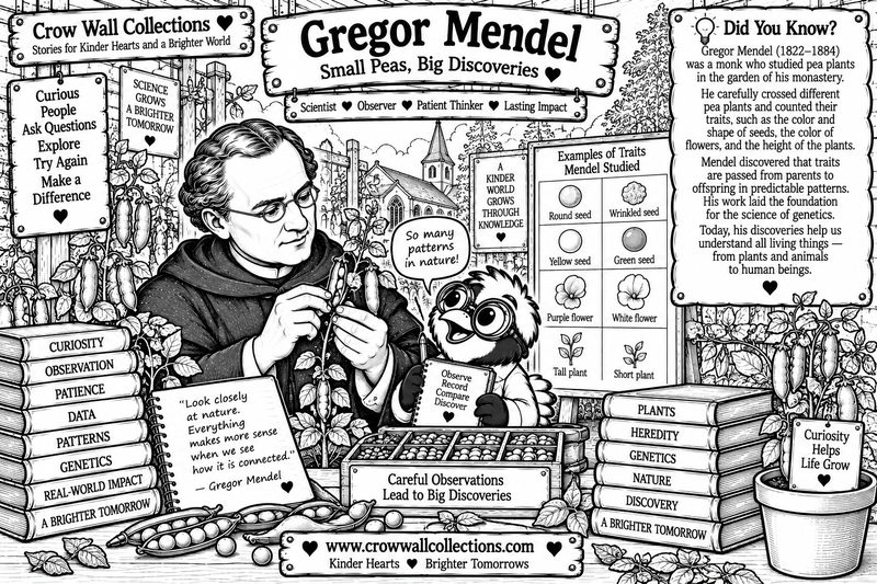 Gregor Mendel educational illustration