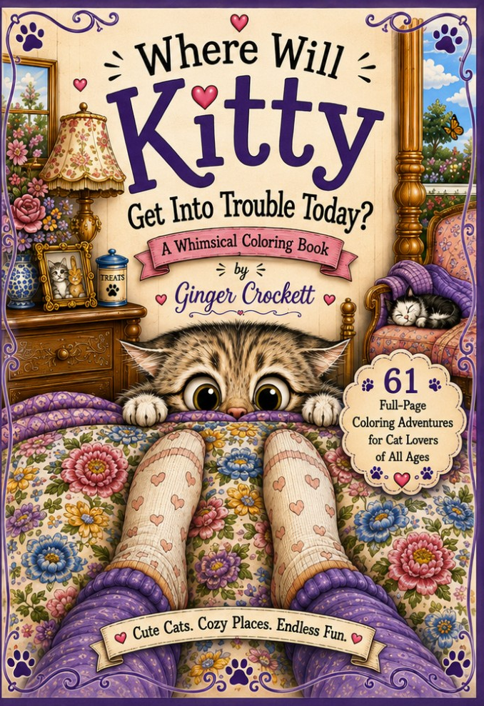 Cover of Where Will Kitty Get Into Trouble Today? A Whimsical Coloring Book by Ginger Crockett