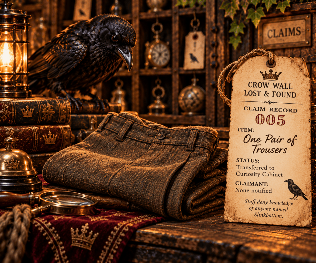 Claim Record 005 — One Pair of Trousers at the Crow Wall Lost and Found.