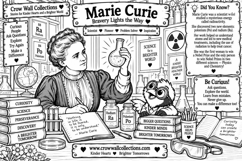Marie Curie educational illustration