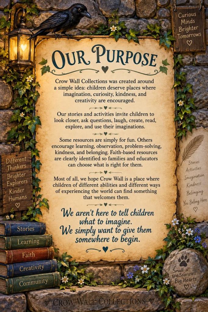 Our Purpose at Crow Wall Collections: encouraging imagination, curiosity, kindness, creativity, learning, and belonging