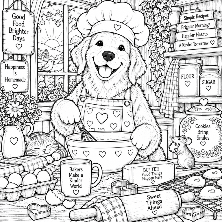 Baking Dog coloring page preview
