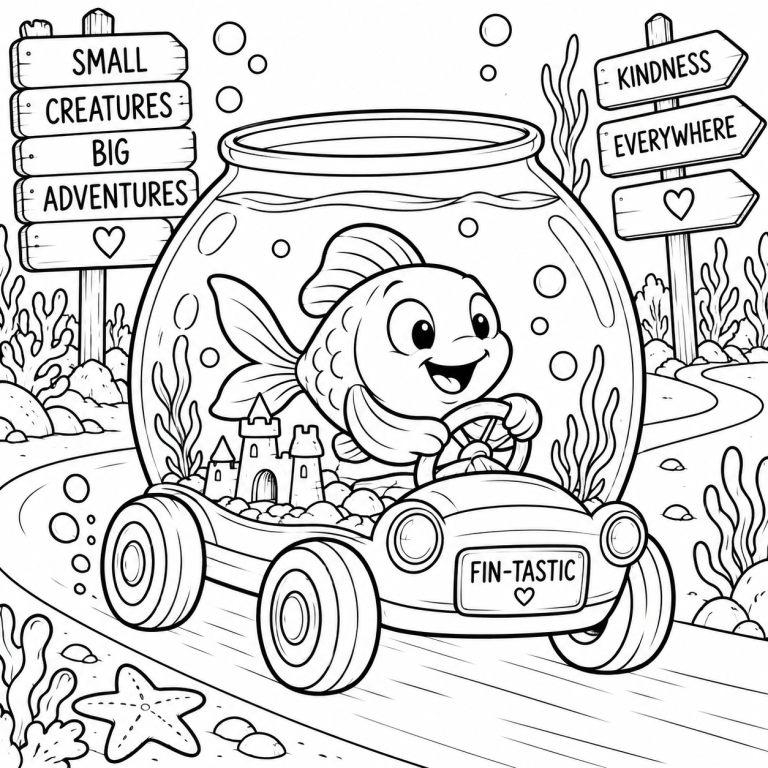 Fishbowl Car coloring page preview