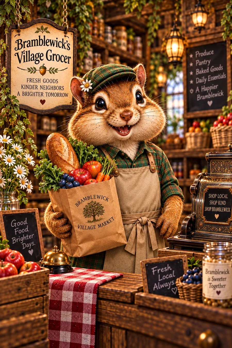 Mr. Tamias Caching, Bramblewick’s chipmunk village grocer