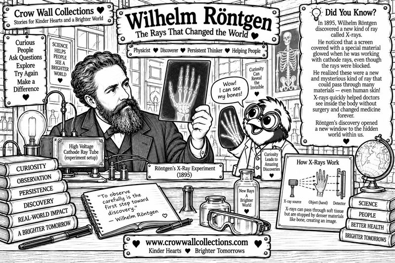 Wilhelm Röntgen educational illustration